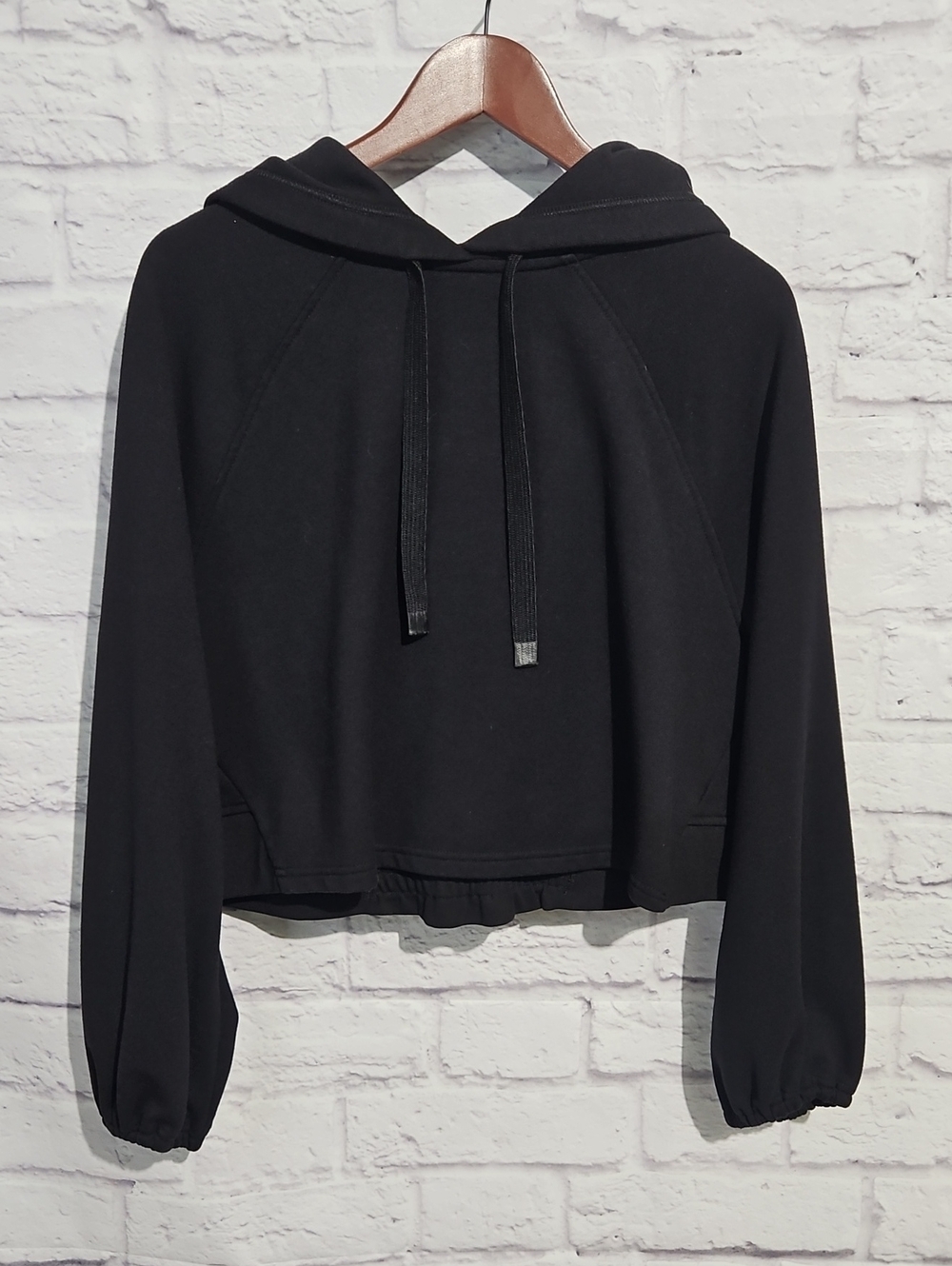 Athleta Black Cropped Hooded Sweatshirt